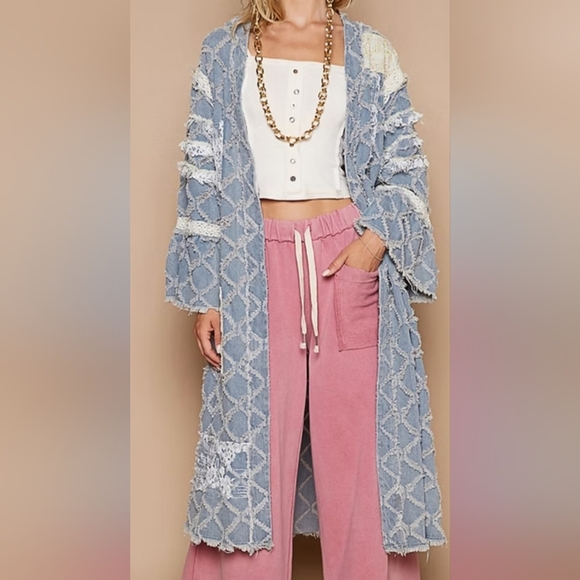 POL Denim Flared Sleeve Open Cardigan. SZ S. NWOT - Picture 6 of 12